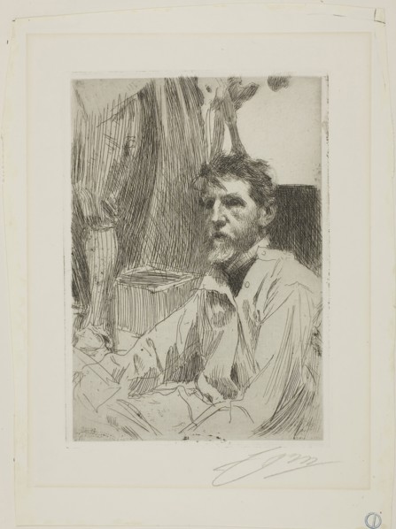 August Saint Gaudens I, 1898, Anders Zorn, Swedish, 1860-1920, Sweden, Etching on ivory laid paper,