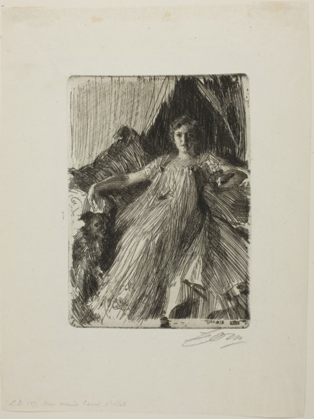 Maud Cassel (Mrs. Ashley), 1898, Anders Zorn, Swedish, 1860-1920, Sweden, Etching on ivory laid