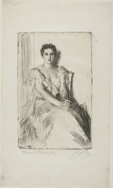 Mrs. Cleveland II, 1899, Anders Zorn, Swedish, 1860-1920, Sweden, Etching on ivory laid paper, 245