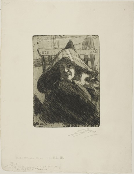 On the Atlantic, 1899, Anders Zorn, Swedish, 1860-1920, Sweden, Etching on ivory laid paper, 176 x