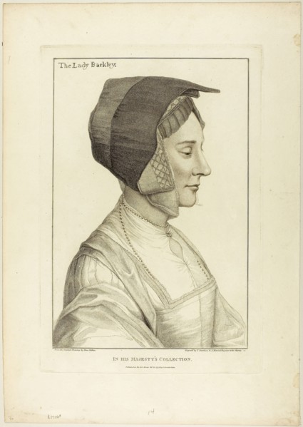 Lady Barkley, September 22, 1795, Francesco Bartolozzi (Italian, 1727-1815), after Hans Holbein the