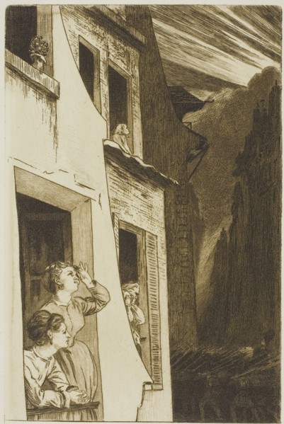 The Eclipse, 1869, Felix Bracquemond, French, 1833–1914, France, Etching in brown on cream wove