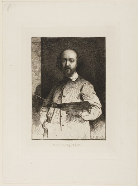 Portrait of Daubigny, 1862, Charles Chaplin, French, 1825-1891, France, Etching on ivory China