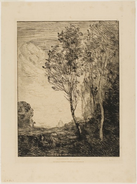Remembrance of Italy, 1863, Jean-Baptiste-Camille Corot (French, 1796-1875), printed by Auguste