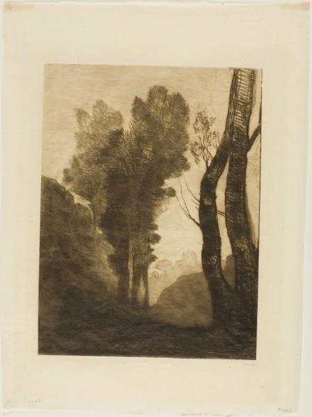 Outskirts of Rome, 1866, Jean-Baptiste-Camille Corot, French, 1796-1875, France, Etching on ivory