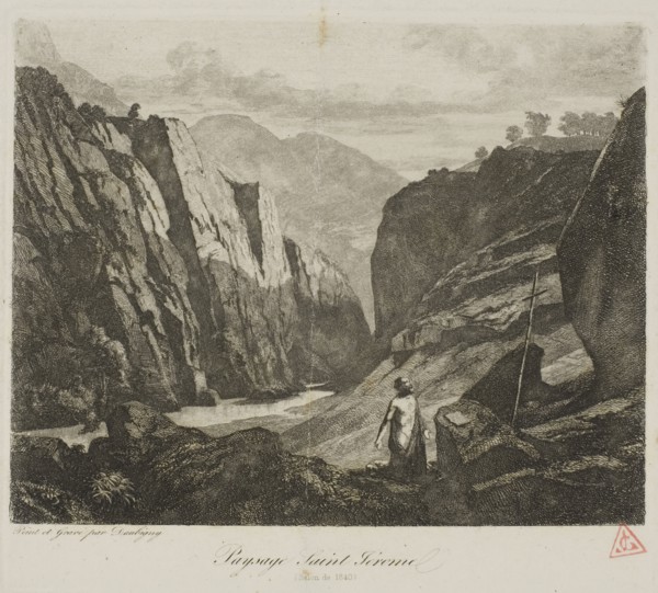Saint Jerome, 1840, Charles François Daubigny, French, 1817-1878, France, Etching on ivory wove