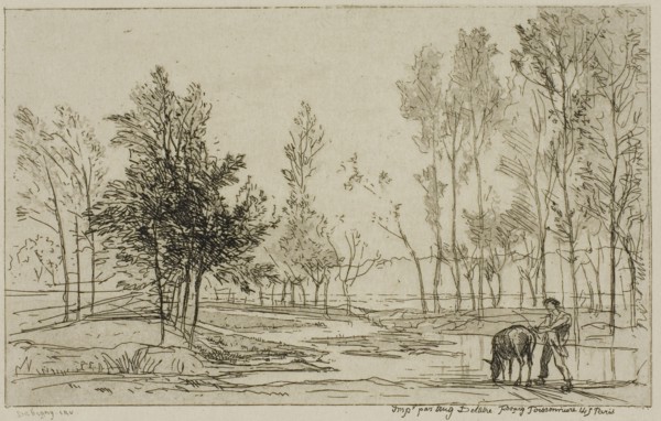 The Donkey at the Watering Place, c. 1850, Charles François Daubigny, French, 1817-1878, France,