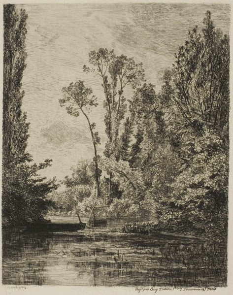 The Virgin Islands at Bezons (The Fishing Hole), 1850, Charles François Daubigny, French,