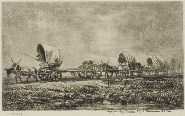 Covered Wagons (Souvenir of the Morvan), 1850, Charles François Daubigny, French, 1817-1878,