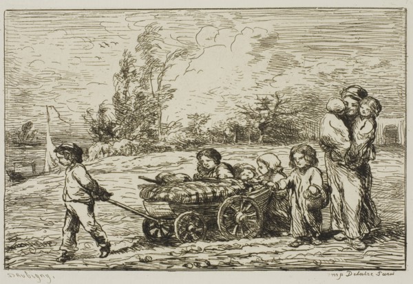 Moving in with the Wagon (The Furnishings of the Boat), 1861, Charles François Daubigny, French,