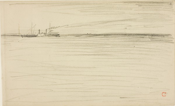 Crossing the Channel, 1866, Charles François Daubigny, French, 1817-1878, France, Graphite on tan