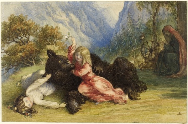 Snow White and Rose Red, n.d., Richard Doyle, English, 1824-1883, England, Watercolor over graphite