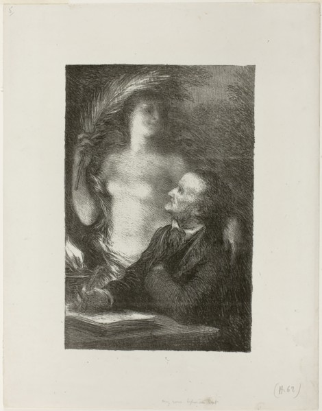 The Muse, 1886, Henri Fantin-Latour, French, 1836-1904, France, Lithograph in black with scraping