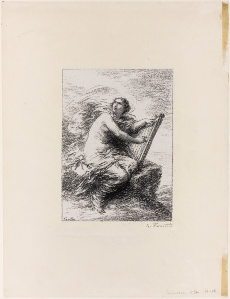 Inspiration, first plate, 1892, Henri Fantin-Latour, French, 1836-1904, France, Lithograph in black