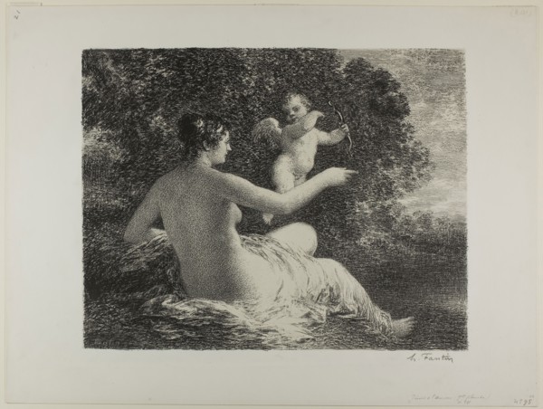 Venus and Cupid, large plate, 1896, Henri Fantin-Latour, French, 1836-1904, France, Lithograph in