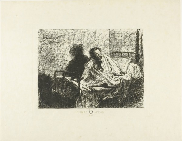 Portrait of Charles Meryon Sitting Up in Bed, 1858, Léopold Flameng, French, born Belgium,