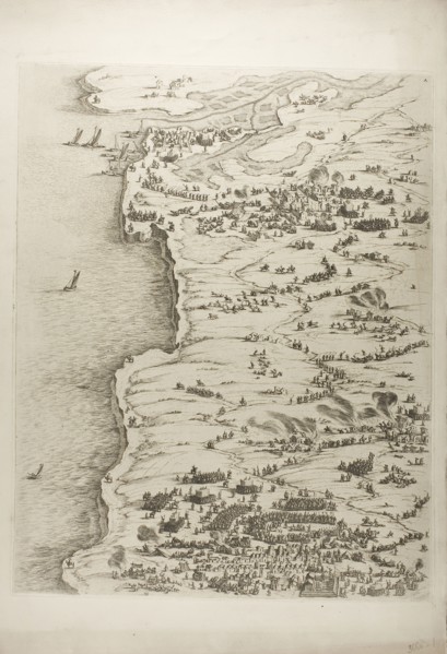 The Siege of La Rochelle, plate one, 1631, Jacques Callot (French, 1592-1635), printed by