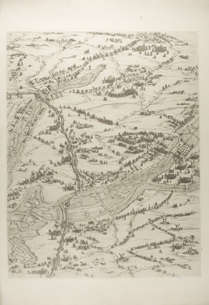 Plate Three from La Siège de la Rochelle, 1631, Jacques Callot (French, 1592-1635), printed by