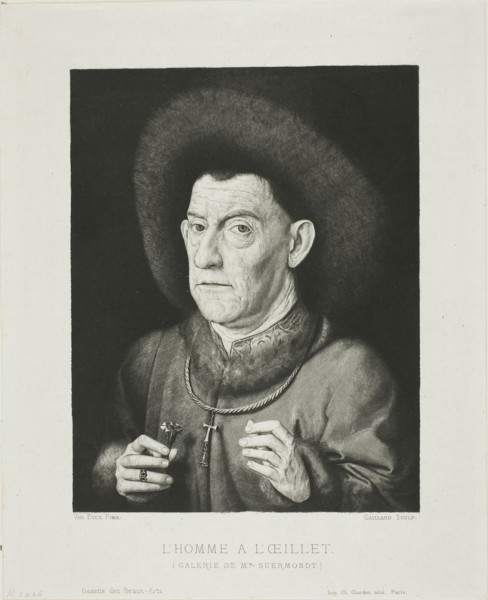 The Man with the Pink, 1869, Claude Ferdinand Gaillard (French, 1834-1887), after Jan van Eyck