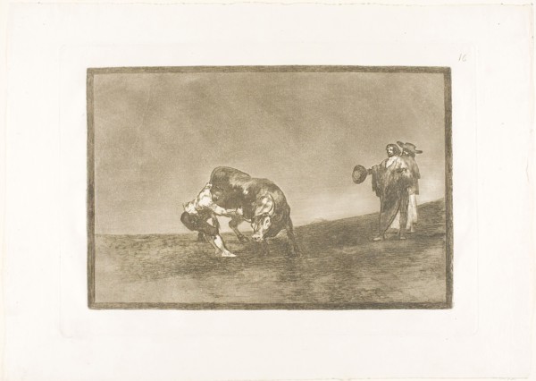 The Same Man Throws a Bull in the Ring at Madrid, plate 16 from The Art of Bullfighting, 1814/16,