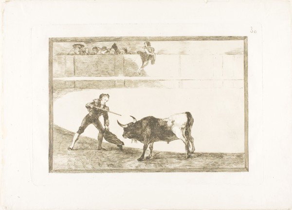 Pedro Romero killing the halted bull, plate 30 from The Art of Bullfighting, 1814/16, published