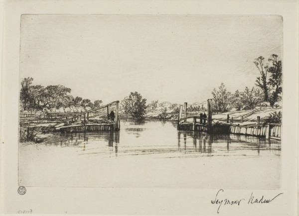 Egham Lock, c. 1859, Francis Seymour Haden, English, 1818-1910, England, Etching, drypoint and