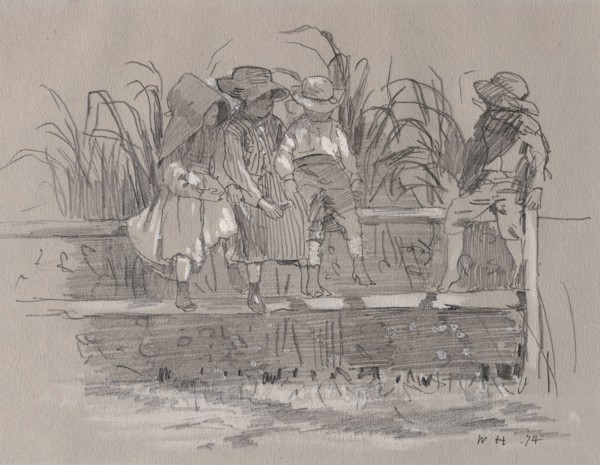 Children Sitting on a Fence, 1874, Winslow Homer, American, 1836-1910, United States, Various