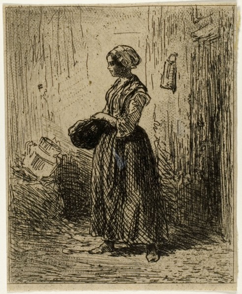 Standing Peasant Woman, 1845, Charles Émile Jacque, French, 1813-1894, France, Etching and roulette