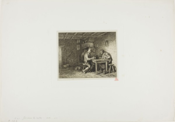 The Card Players, 1850, Charles Émile Jacque, French, 1813-1894, France, Etching, engraving and