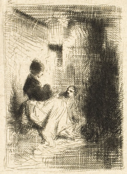 Woman and her Children, c. 1843, Charles Émile Jacque, French, 1813-1894, France, Drypoint and