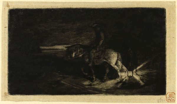 The Rider, 1848, Charles Émile Jacque, French, 1813-1894, France, Drypoint and roulette on cream
