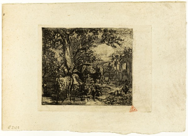 Landscape with Animals, n.d., Charles Émile Jacque, French, 1813-1894, France, Etching and drypoint
