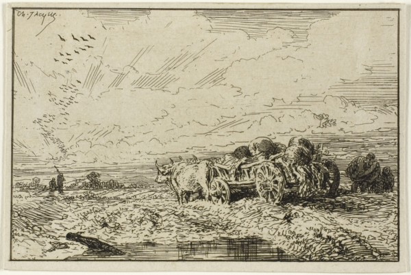 Landscape with Ox-Drawn Wagon, 1846, Charles Émile Jacque, French, 1813-1894, France, Etching on