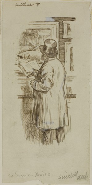 Man at Exhibition, 1870/91, Charles Keene, English, 1823-1891, England, Pen and brown ink, with