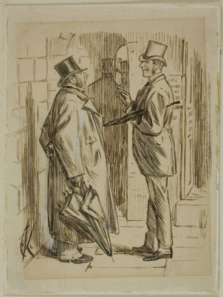Upon the Mart, 1870/91, Charles Keene, English, 1823-1891, England, Pen and brown ink, with brush