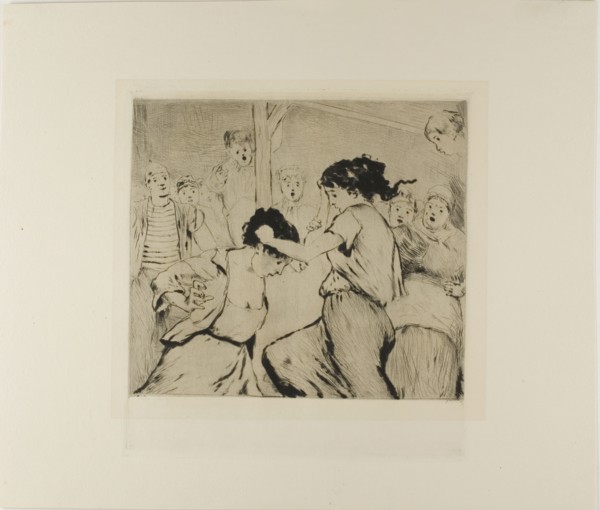 Plate from l’Assommoir (two women fighting, with onlookers), 1878, Gaston La Touche, French,