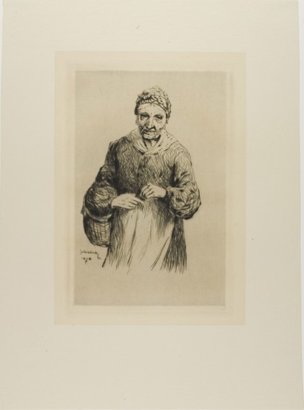 Old Woman with Basket, 1878, Gaston La Touche, French, 1854-1913, France, Drypoint and plate tone