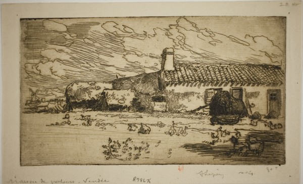 Fisher’s House, St. Jean-de-Mont, 1892, Louis Auguste Lepère, French, 1849-1918, France, Etching