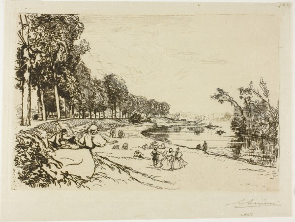 The Way to Billancourt, 1894, Louis Auguste Lepère, French, 1849-1918, France, Etching in warm