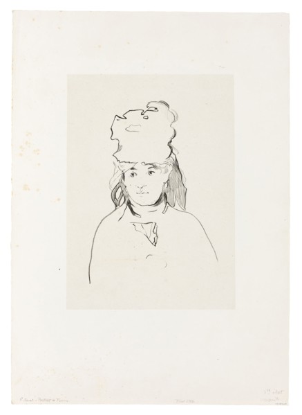 Berthe Morisot in Silhouette, 1872–74, Édouard Manet, French, 1832-1883, France, Lithograph in