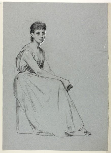 Seated Woman Facing Right, n.d., Henry Stacy Marks, English, 1829-1898, England, Black pastel,