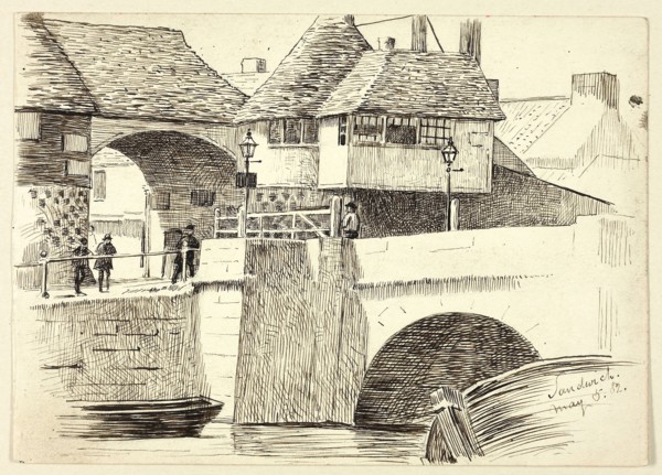 Sandwich, May 5, 1882, Henry Stacy Marks, English, 1829-1898, England, Pen and brown ink, over