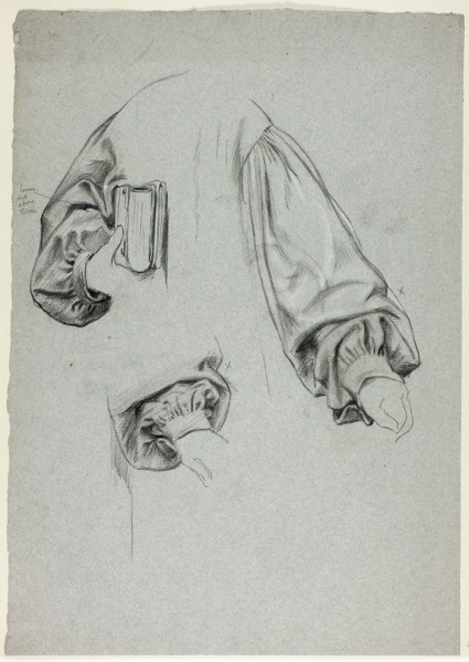 Three Sketches of Sleeves, n.d., Henry Stacy Marks, English, 1829-1898, England, Black pastel,