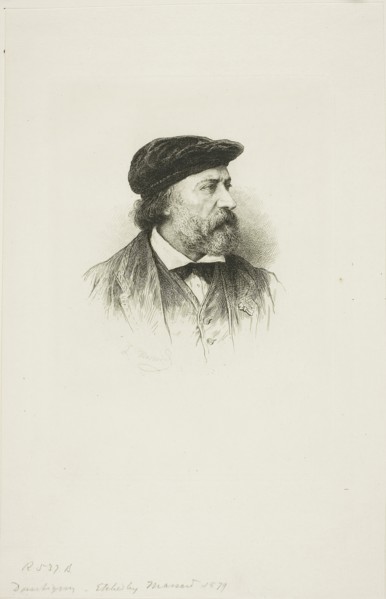 Portrait of Daubigny, 1879, Léopold Massard, French, 1812-1889, France, Etching on ivory laid