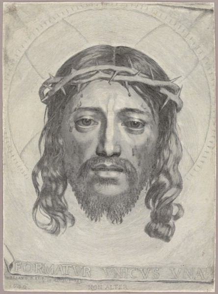 The Sudarium of Saint Veronica, 1649, Claude Mellan, French, 1598-1688, France, Engraving in black