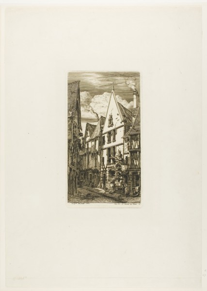 Rue des Toiles, Bourges, 1853, Charles Meryon, French, 1821-1868, France, Etching and drypoint on