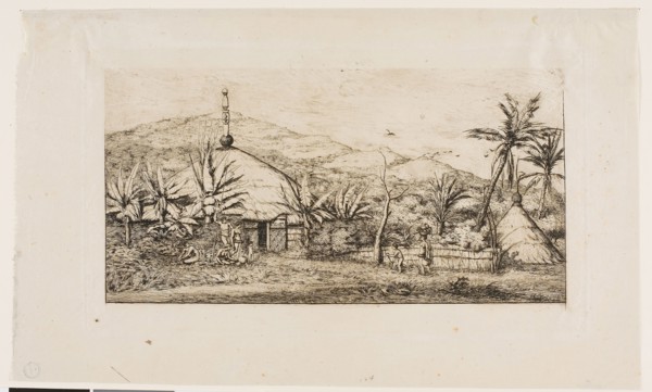 New Caledonia: Large Native Hut on the Road from Balade to Puépo, 1845, 1863, Charles Meryon,
