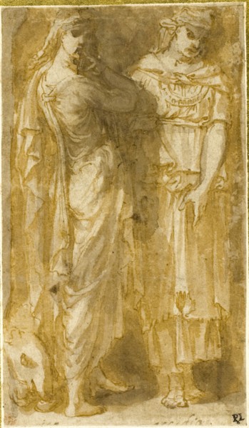 Two Standing Female Allegorical Figures: Anger and Sloth, n.d., Circle of Pirro Ligorio, Italian, c