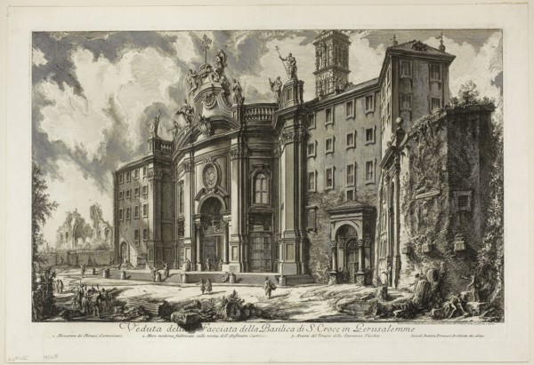 View of the Façade of the Basilica of S. Croce in Gerusalemme [the Holy Cross in Jerusalem], from