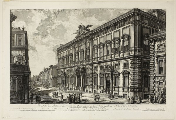 View of the Palazzo della Consulta on the Quirinal housing the Papal Secretariat, from Views of
